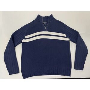 Men's Ralph Lauren Polo Jeans Co. Navy/White 1/4 Zip Mock Neck Sweater Size XL